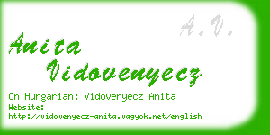 anita vidovenyecz business card